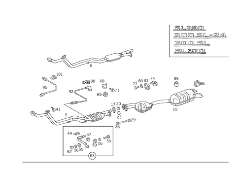 Exhaust System Used on Six-Cylinder Gasoline Vehicles for 1991 Mercedes-Benz 300 SL #0