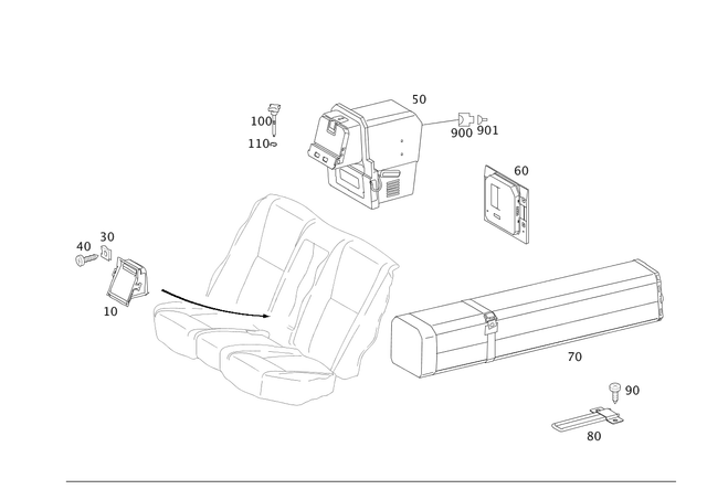 2216802950 - Rear Seat Bench: Trim for Mercedes-Benz Image image