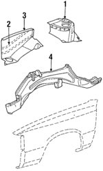 5256062 - Body: Shock Tower for Chrysler: E Class, Executive Limousine, Executive Sedan, Imperial, Laser, LeBaron, New Yorker, TC Maserati, Town &amp; Country | Dodge: 600, Aries, Daytona, Dynasty, Lancer, Shadow, Spirit Image