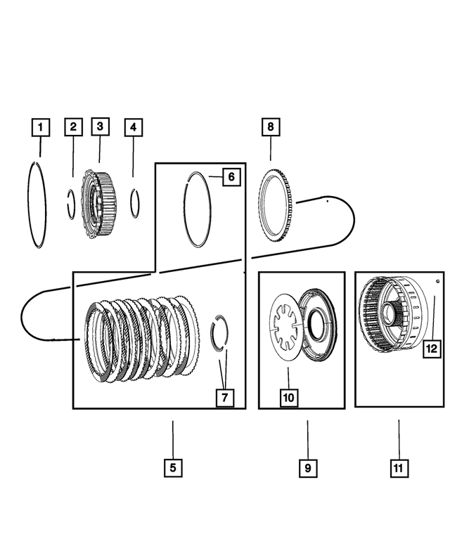 5073003AC - 65RFE; 6-Speed; Automatic Transmission: Automatic Transmission Clutch Package for Mopar Image