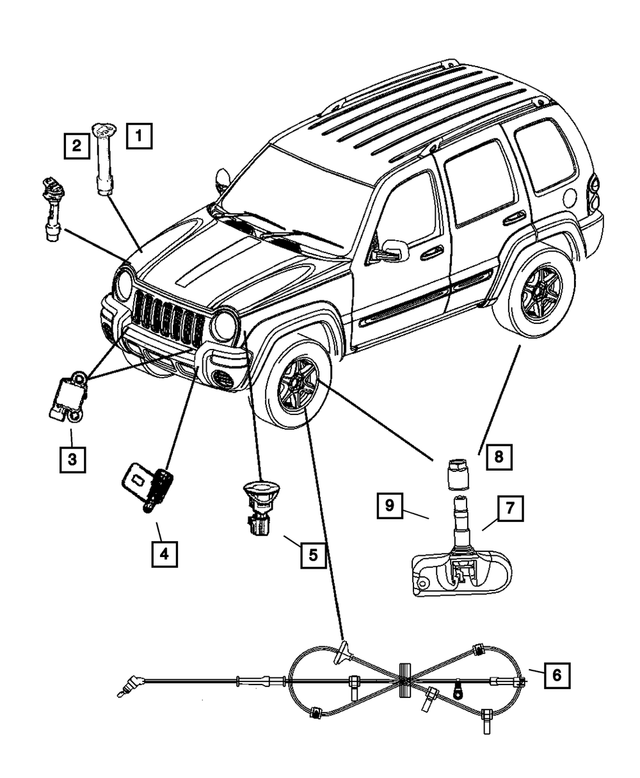 52128694AE - Service Brakes: Anti-lock Brakes Sensor, Right for Jeep: Liberty Image