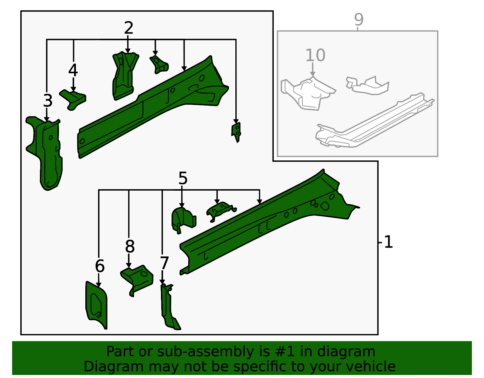 51620FL7609P - 2019-2023 Subaru Crosstrek - Rail Assembly | Subaru Parts HQ