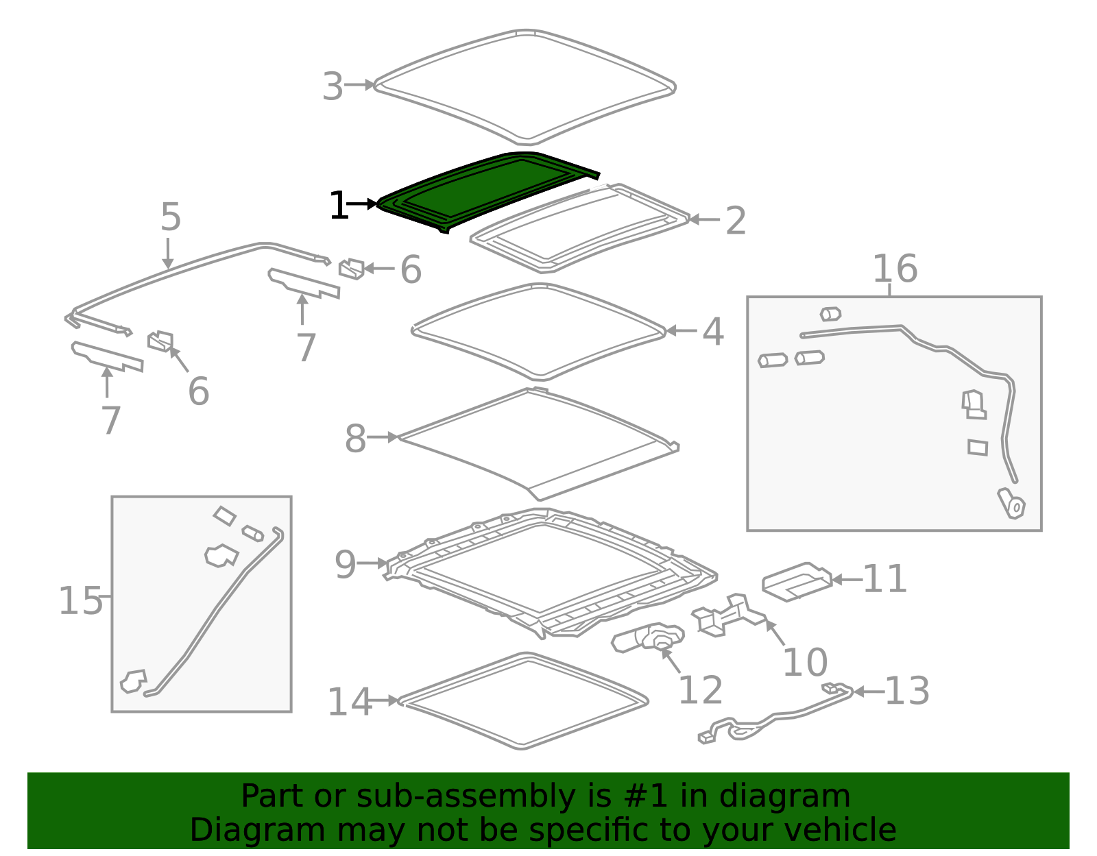 2016-2025 GM Sunroof Window 84117735 GM | GMPartsDirect.com
