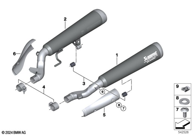 18515A657C1 - Exhaust System: Muffler, Left - Chrome for BMW-Motorrad Image