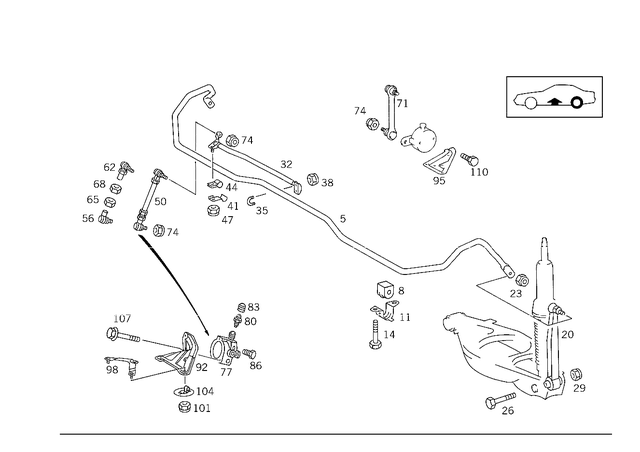 1293200089 - Springs, Suspension and Hydraulics: Rod for Mercedes-Benz: 500SL, 600SL Image image
