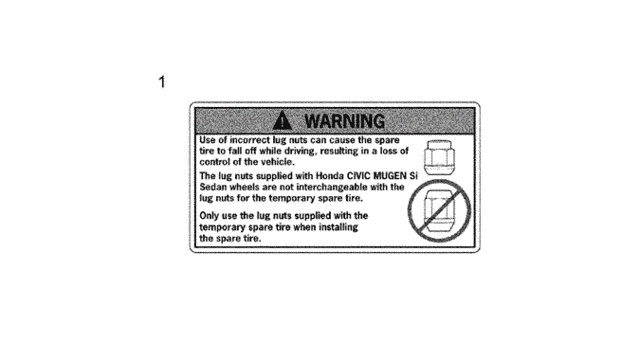 Mugen Spare Nut Caution for 2008 Honda Civic #0