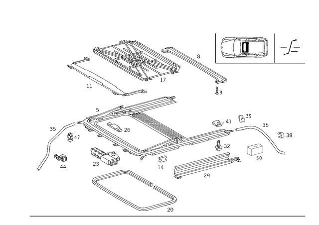 1637800340 - Electric Sliding/Lifting Roof: Trim for Mercedes-Benz: ML320, ML430, ML55 AMG Image image