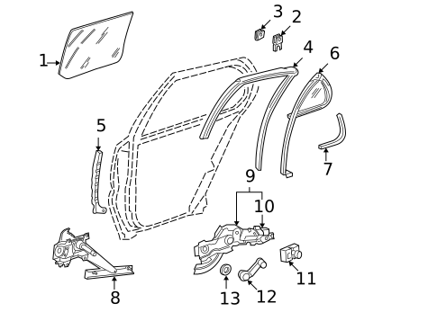 Glass - Rear Door for 2001 Chevrolet Cavalier #0