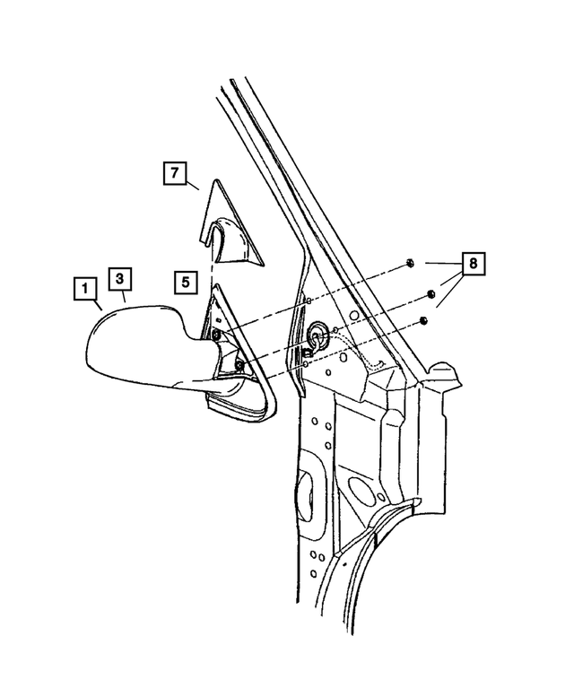 4894403AG - Doors and Related Parts: Outside, Rearview, Electric, Heated Mirror, Left for Mopar Image