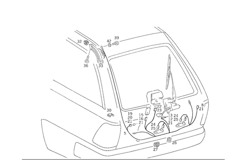 Electrical Parts Used for Rear Panel Door for 1993 Mercedes-Benz 300TE #1