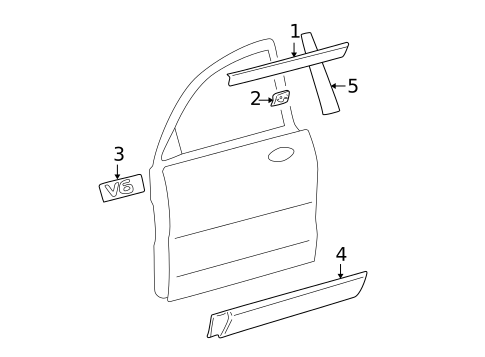 Exterior Trim - Front Door for 2004 Hyundai Santa Fe #0