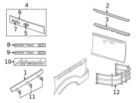 Exterior Trim - Pick UP Box for 2003 Ford Explorer Sport Trac #0