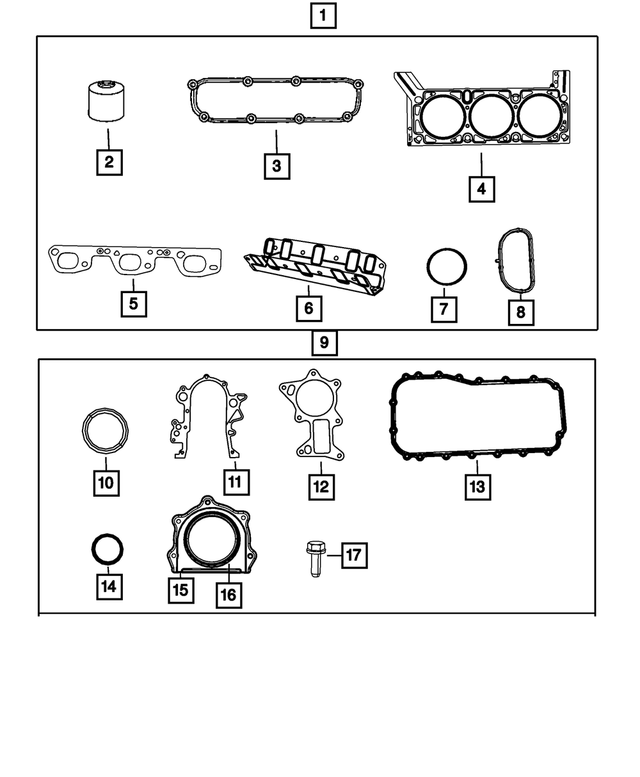68029544AC - Engine 3.8L Six Cylinder: Engine Lower Gasket Package for Mopar Image