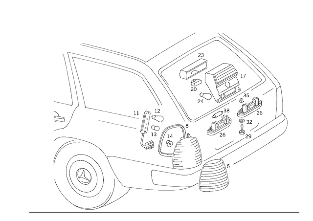 124820075664 - Electrical System: License Plate Lamp for Mercedes-Benz: 300TD, 300TE Image image