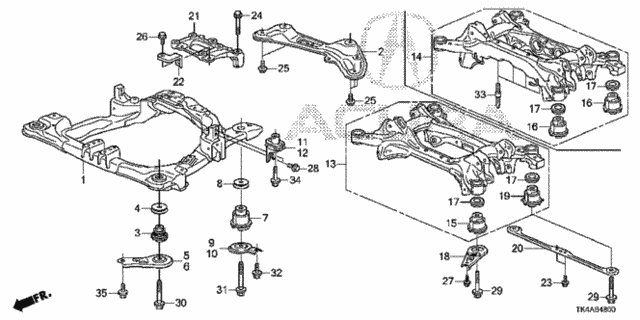 Front Sub Frame - Rear Beam for 2014 Acura TL #0