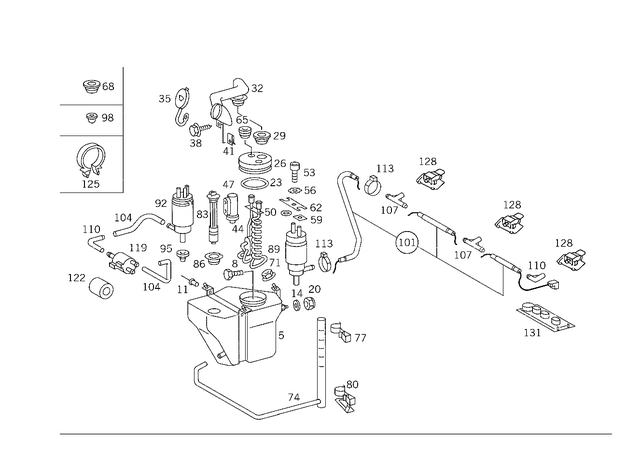 1408600260 - Windshield Washer: Container for Mercedes-Benz: 300SD, 400SE, 400SEL, 500SEC, 500SEL, 600SEL, S420 Image image