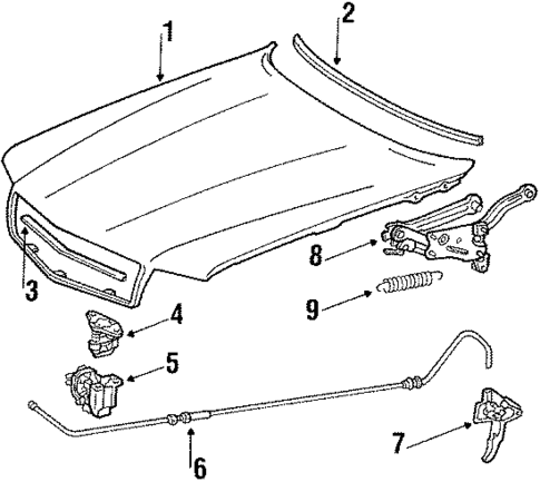 Hood & Components for 1988 Mercedes-Benz 560SEC #0