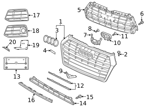 Grille & Components for 2019 Audi Q5 #0