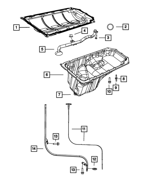 Engine Oiling, Oil Pan and Indicator (Dipstick) for 2016 Ram 3500 #3