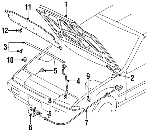 Hood & Components for 1990 Nissan Pulsar NX #0