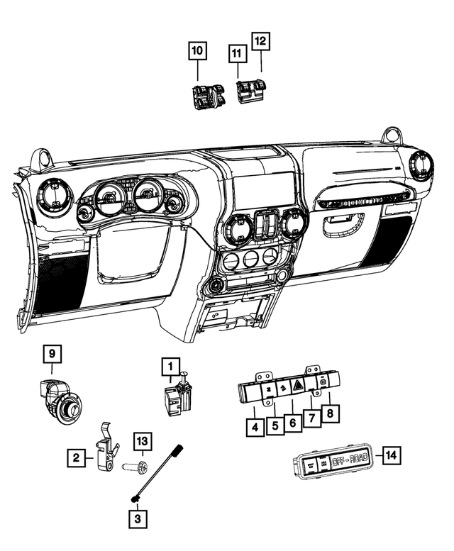 4602562AK - Electrical: 3 Gang Switch for Mopar Image