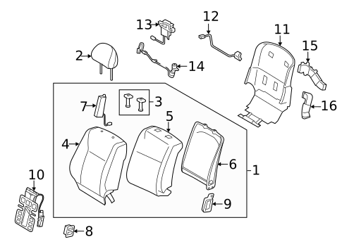 Passenger Seat Components for 2015 Lexus LS460 #1