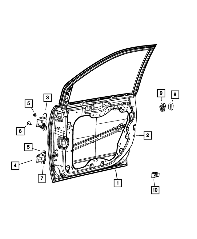 4894917AK - Doors, Door Mirrors and Related Parts: Front Door, Left for Mopar Image