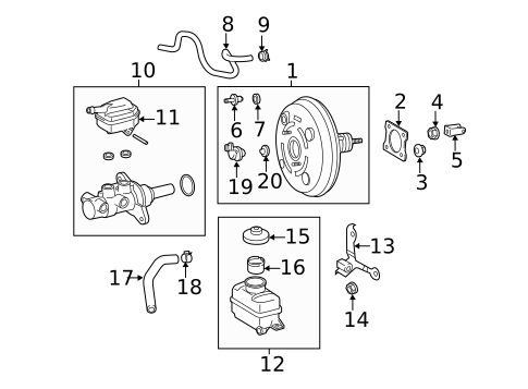 Master Cylinder - Components On Dash Panel for 2018 Toyota Sienna #0