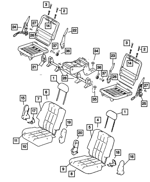 Rear Seats - Second Row for 2008 Chrysler Aspen #5