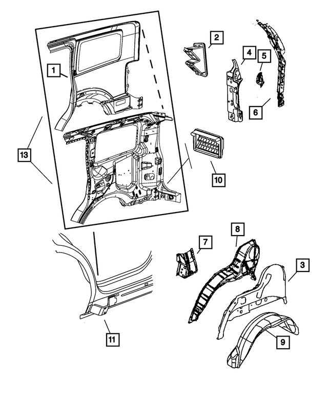 55136280AF - Body Sheet Metal Except Doors: Quarter Panel Exhauster for Mopar Image