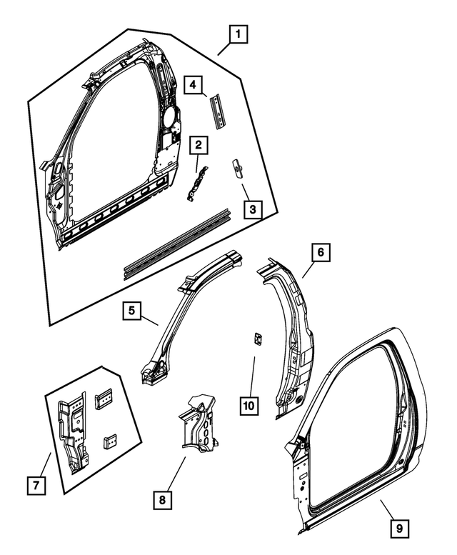 55372407AI - Body Sheet Metal Except Doors: Body Side Aperture Inner Panel, Left for Mopar Image