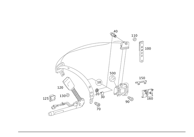 2198600186 - Driver Seat: Seat Belt for Mercedes-Benz: CLS500, CLS55 AMG, CLS550, CLS63 AMG Image image