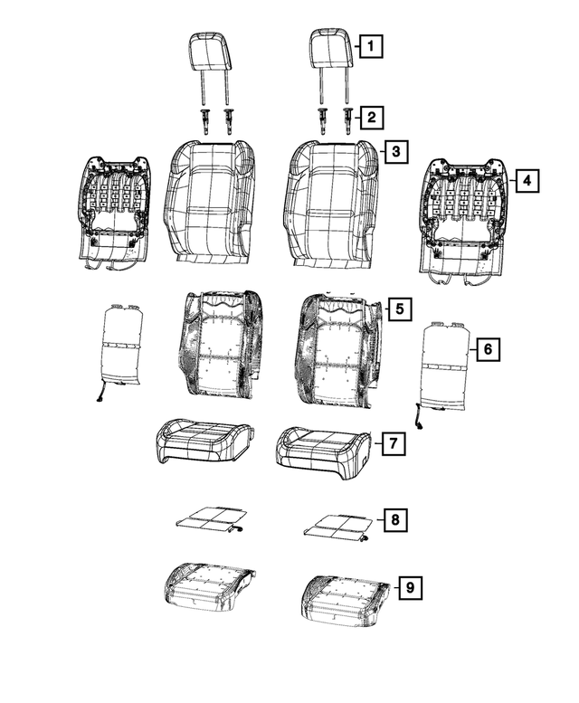 68281998AE - Interior Trim: Front Seat Back Foam, Right for Mopar Image