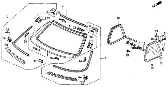 Quarter Glass - Rear Glass for 1991 Honda Accord #0