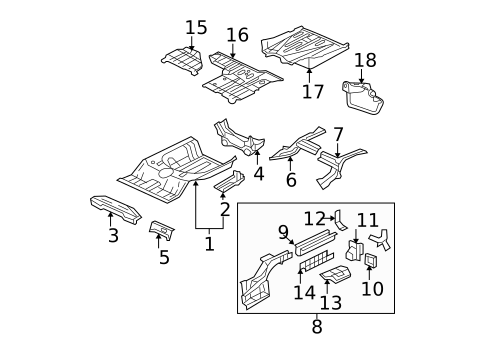 Rear Floor & Rails for 2010 Honda Civic #0