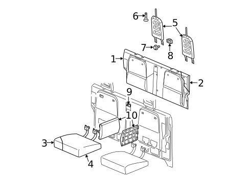 Rear Seat Components for 2007 Dodge Dakota #1