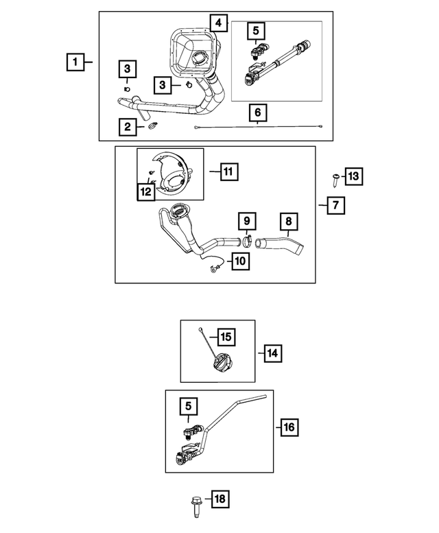 57009238AA - Fuel and Accelerator Pedal: Fuel Filler Tube for Mopar Image