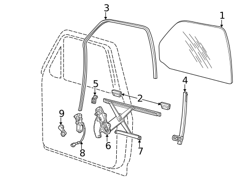 Glass - Door for 2000 Ford Explorer #0