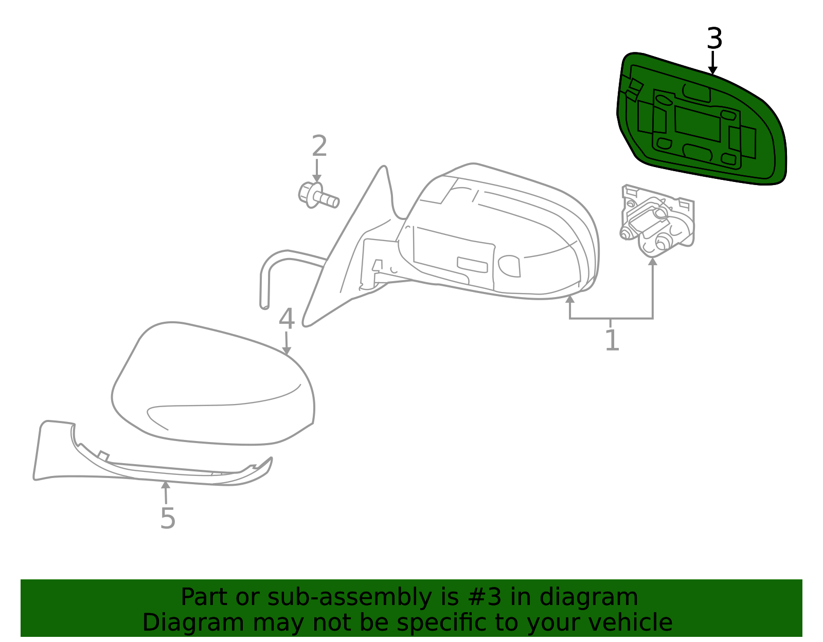 Convex Passenger Side Power Replacement Mirror Glass for 10-14 Subaru