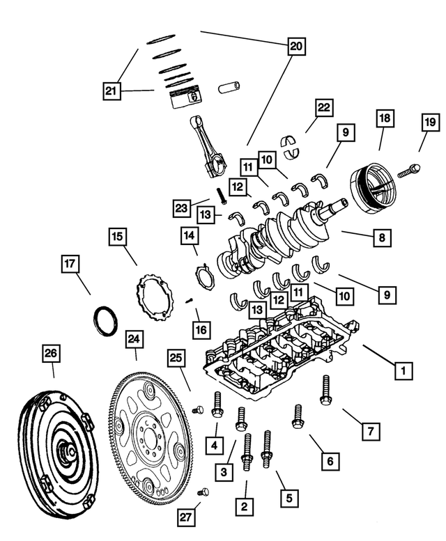 5013586AC - Engine 4.7L Eight Cylinder: Crankshaft Bearing Package for Mopar Image