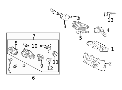 Shroud, Switches & Levers for 2009 Acura RL #0