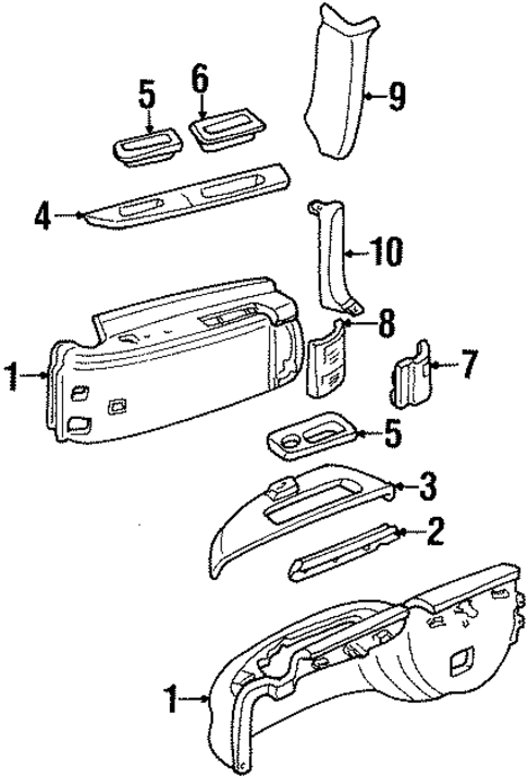 Interior Trim - Quarter Panels for 1993 GMC Suburban K2500 #0