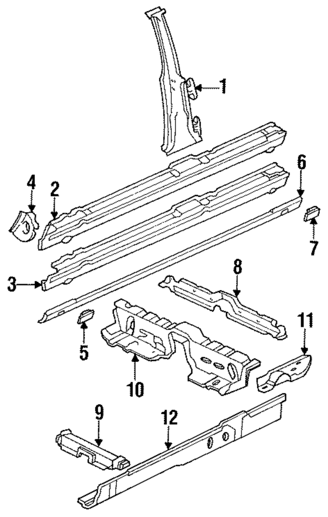 1266300111 - Body: Center Pillar for Mercedes-Benz Image