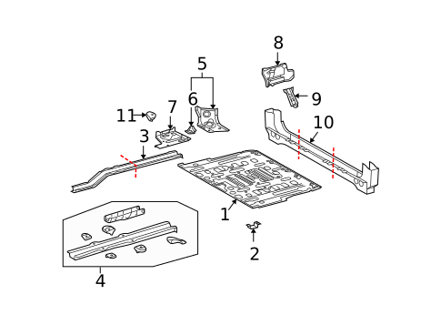 Rear Floor & Rails for 2006 Lexus GX470 #0
