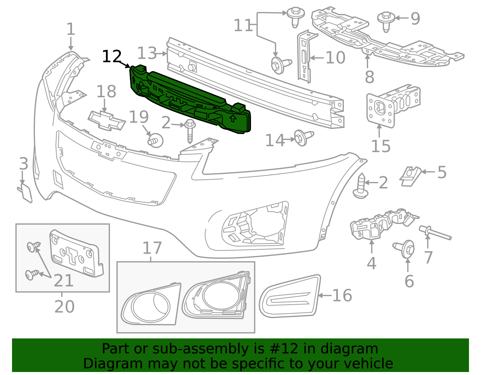2015-2016 Chevrolet Trax Front Bumper Fascia Energy Absorber 94544507 ...