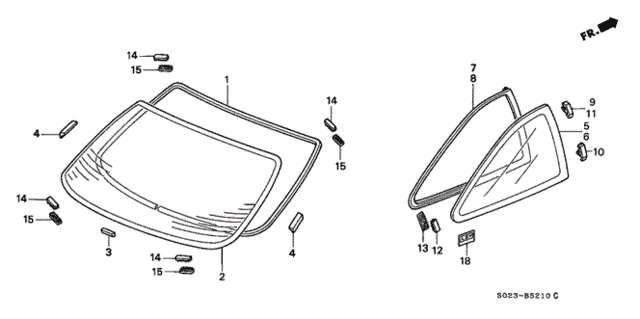 Rear Windshield - Quarter Window for 1997 Honda Civic #0