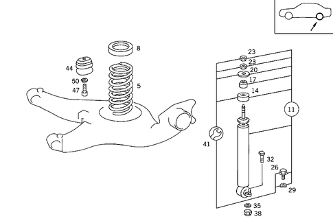 Rear Springs and Suspension Standard Suspension for 1993 Mercedes-Benz 300SE #0