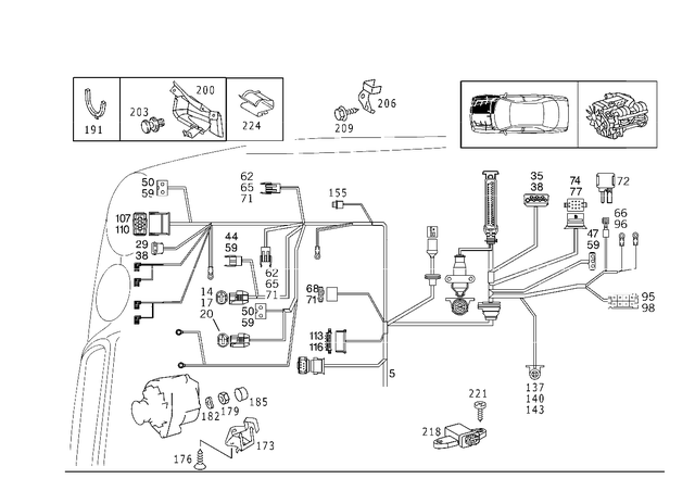 2105403506 - Electrical Equipment and Instruments: Wiring Harness for Mercedes-Benz Image image