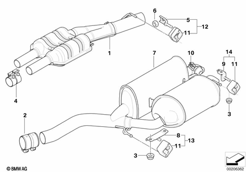 Exhaust System, Rear for 2005 BMW 750i #0