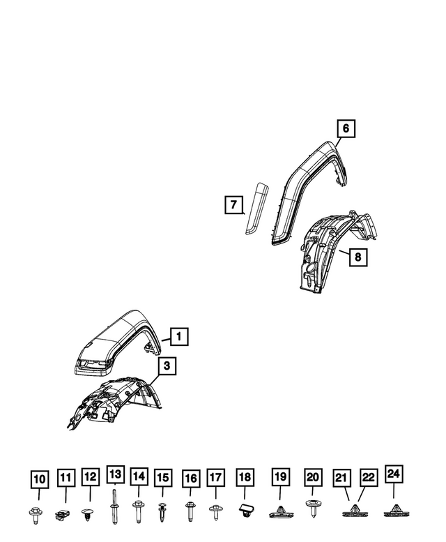 68585264AA - Exterior Ornamentation: Wheel Flare Molding, Right for Mopar Image